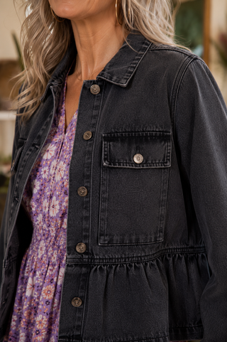 Sweet Rebel Jacket – Peplum Denim Jacket with Pockets