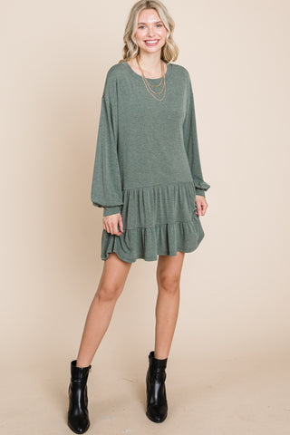 Bishop Sleeve Drop Waist Tunic Dress