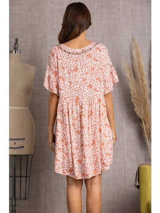 Short Sleeve Floral Dress with Ruffles