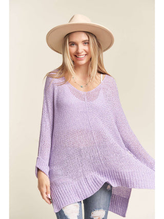 Loose Fit Knit Popover with Side Slits