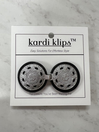 KardiKlip - Silver Medallions on Black Leather