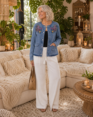 Floral Embroidered Denim Jacket
