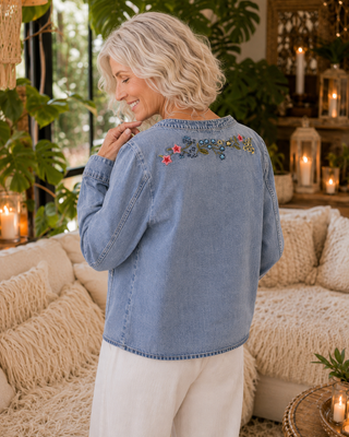 Floral Embroidered Denim Jacket
