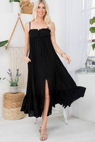 Flowy Smocked Button Down Maxi