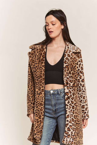 Luxe Leopard Print Faux Fur Coat