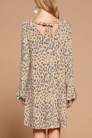 Brushed Hacci Bell Sleeve Leopard Dress