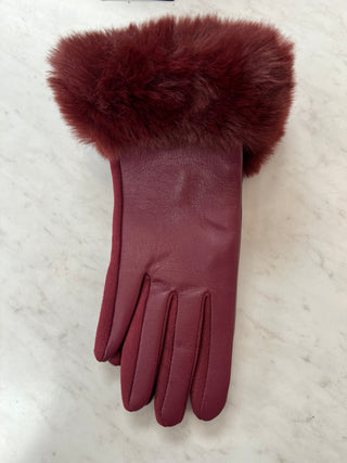 Faux Leather Texting Glove with Fur Cuff