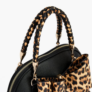 Leopard Top Handle Bow Bag