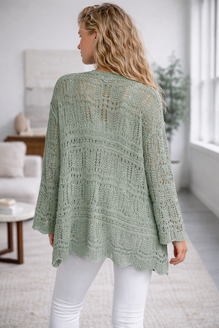 Longline Open Crochet Cardi