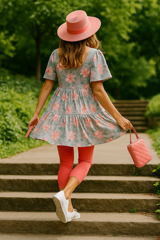 Flutter Sleeve Square Neck Mini Dress