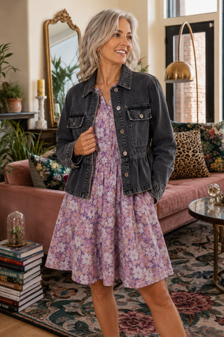 Sweet Rebel Jacket – Peplum Denim Jacket with Pockets