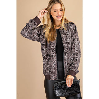 Lightweight Animal Print Bomber Jacket