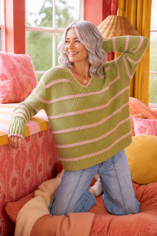 Relaxed Stripe Knit Pullover – Lightweight Long Sleeve Sweater