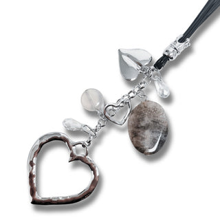 Layered Cord Necklace with Open Hearts, Shale & Swarovski Charm Cluster