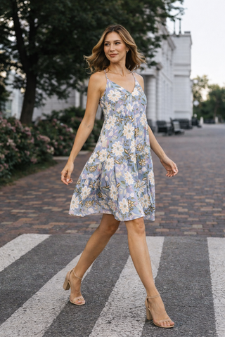 Strappy High-Low Floral Dress