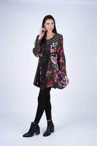 Floral Noir Swing Tunic Dress