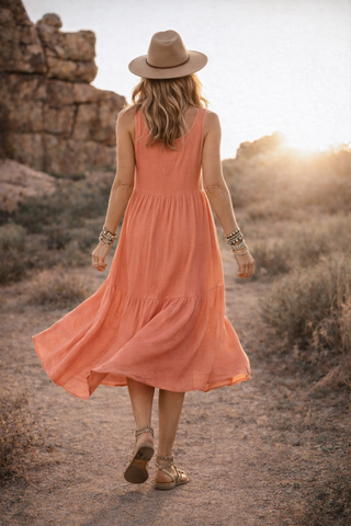 Tiered Gauze Midi Dress
