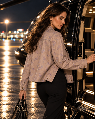 Semi-Cropped Jacket with Subtle Animal Print