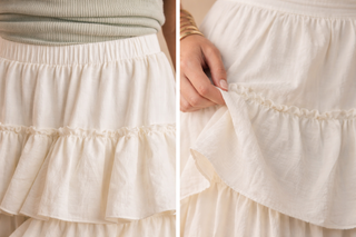 Boho Tiered Maxi Skirt – Flowy Ruffle Skirt with Elastic Waist
