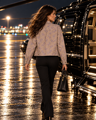 Semi-Cropped Jacket with Subtle Animal Print