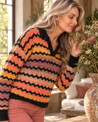 Retro Chevron Stripe Knit Sweater