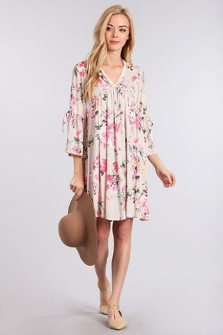 Boho Floral Dress with Bell Sleeves