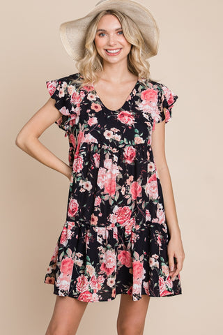 Floral Swing Bubble Chiffon Dress