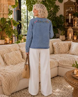 Floral Embroidered Denim Jacket