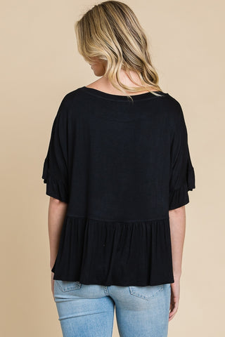 Short Sleeve Tiered Top with Ruffles