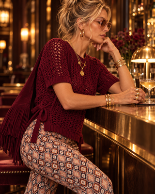 Boho Geo High-Rise Flare Pant