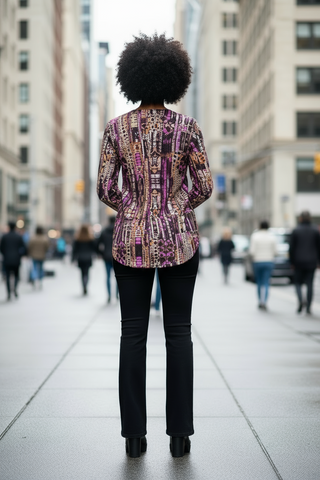 Abstract Animal Print Asymmetric Top
