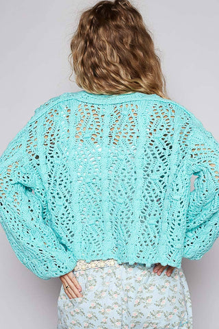 Cropped Crochet Button Cardi