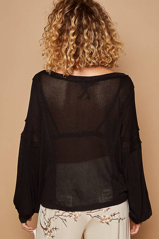 Sheer V-Neck Popover