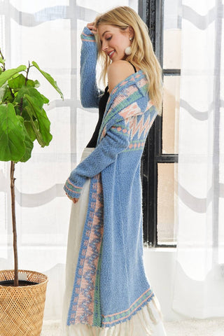Tribal Pattern Sweater Cardi with Tassels