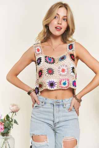 Colorful Crocheted Cropped Tank