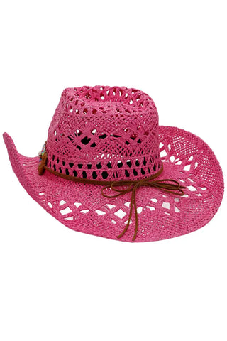 Tribal Shell Band Detail Crochet Cowboy Hat