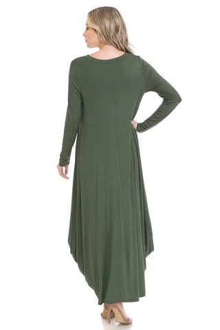 Long Sleeve Solid High-Low Tunic