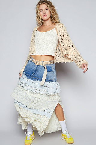 Cropped Crochet Button Cardi