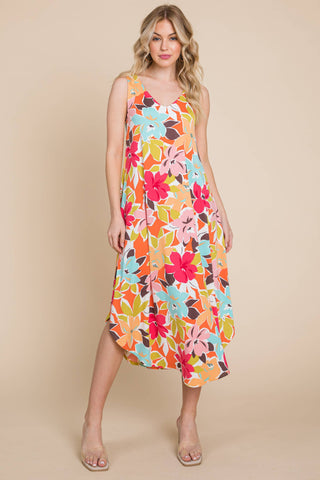 Floral Flowy Asymmetrical Midi Dress
