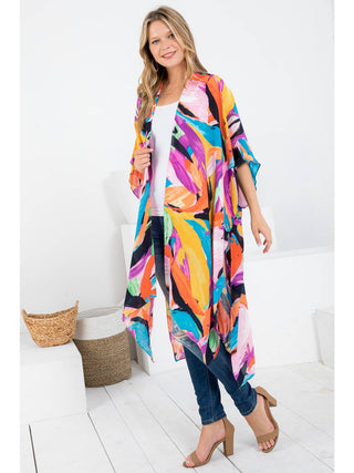 Colourful Splash Longline Kimono