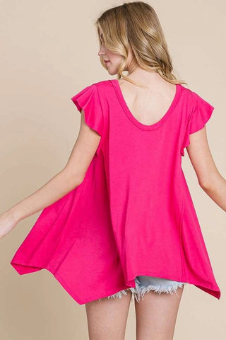 Cap Sleeve Plunging V-Neck Top