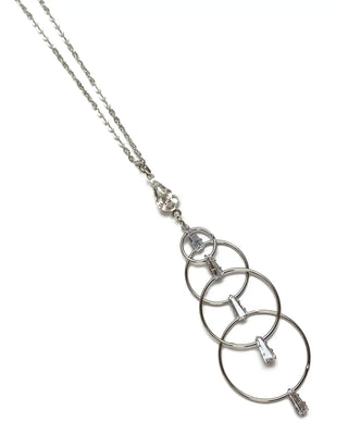 Minimalist Silver Hoops w/ Rhinestone Layering Necklace
