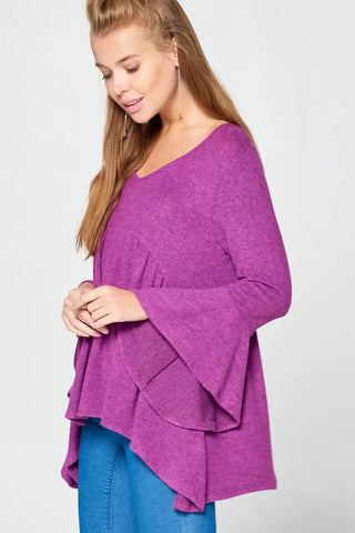 Bell Sleeve Babydoll Brushed Hacci Top