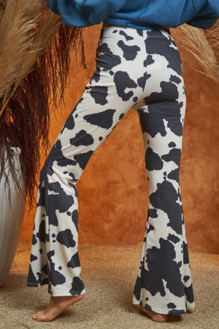 Cow print flared trousers 2025