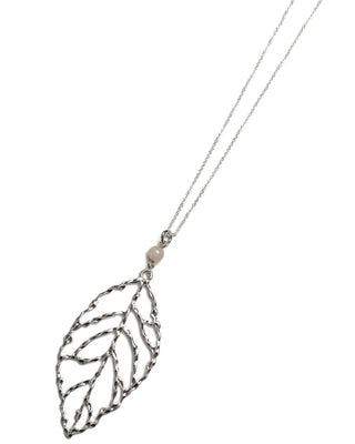 Minimalist Rose Quartz Hammered Leaf Necklace