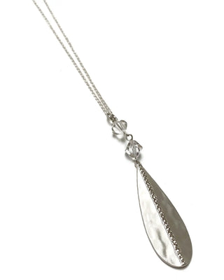 Minimalist Silver Rhinestone Teardrop Necklace