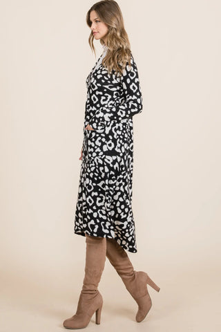 Animal Print Button Up Duster w/ Pockets