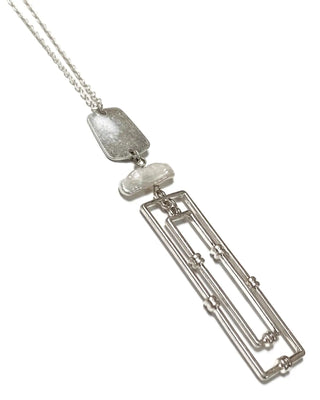 Geometric Silver Freshwater Keshi Coin Pearl Necklace