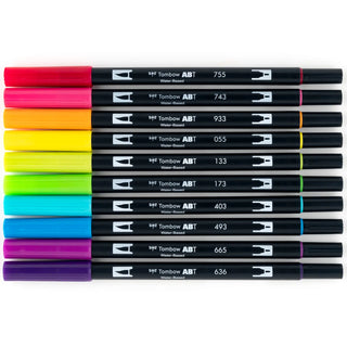 Tombow Dual Brush Art Markers: Bright - 10-Pack