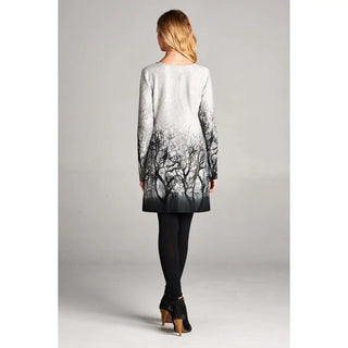 Ombre Trees in Silhouette Print Tunic